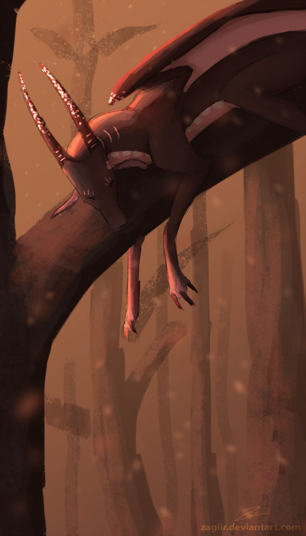 claws detailed_background digital_media_(artwork) dragon forest horn outside sleeping tree zagiir