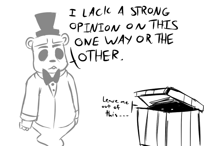 2015 animatronic anthro bear black_and_white bow_tie box dialogue duo english_text five_nights_at_freddy's five_nights_at_freddy's_2 ghost golden_freddy_(fnaf) hat inkyfrog machine male mammal marionette_(fnaf) monochrome robot simple_background solo_focus spirit text top_hat video_games white_background