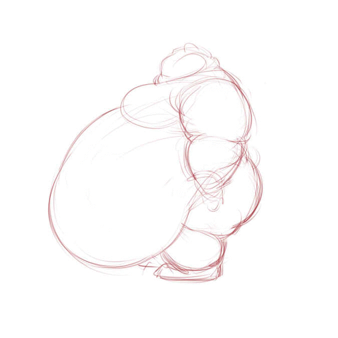 animated belly_overhang disembodied_hand galvinwolf male obese overweight phantom_hand sketch unknown_species
