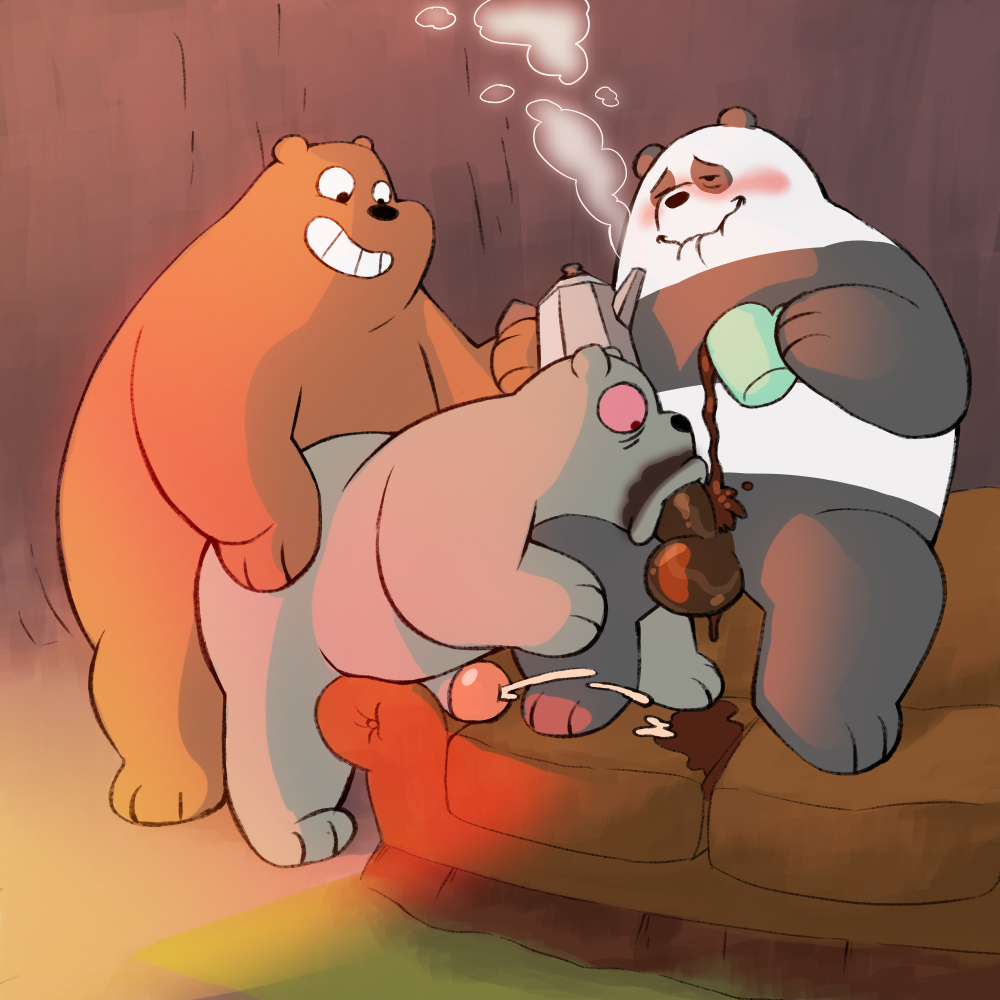 anal anal_penetration balls bear beverage blazingcheecks cartoon_network coffee fellatio grizzly_(character) grizzly_bear group group_sex ice_bear male male/male mammal oral panda panda_(character) penetration penis polar_bear sex sofa threesome we_bare_bears