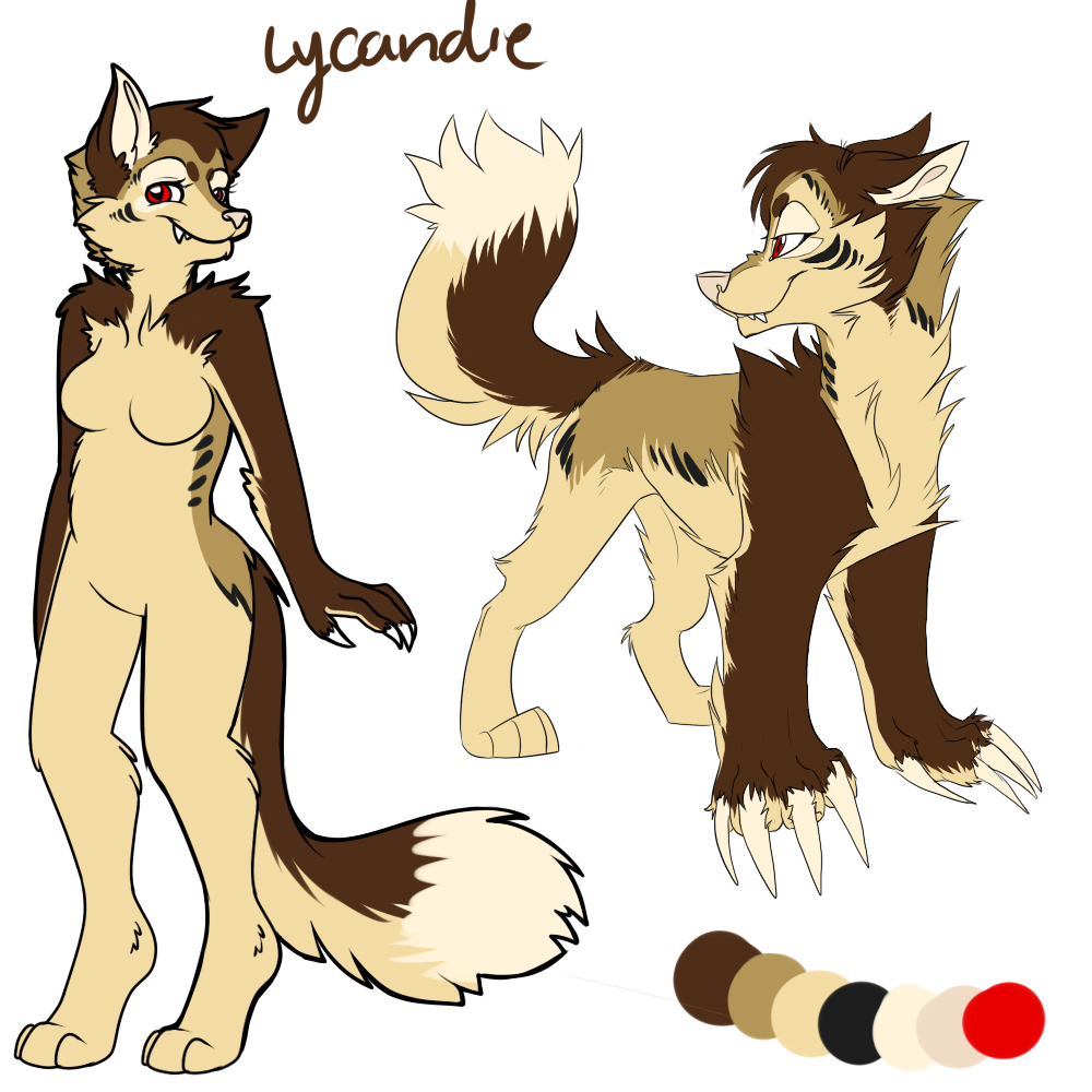 andogg anthro canine claws featureless_crotch female feral fur hair looking_at_viewer mammal model_sheet nude smile solo standing
