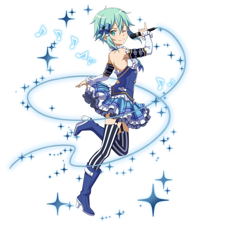 ;) blue_bow blue_footwear blue_hair blue_shirt boots bow breasts from_side full_body green_eyes hair_bow hair_ribbon high_heel_boots high_heels holding holding_microphone idol layered_skirt leg_up looking_at_viewer microphone official_art one_eye_closed ribbon shirt short_hair_with_long_locks sidelocks simple_background sinon small_breasts smile solo standing striped striped_legwear sword_art_online sword_art_online:_code_register thighhighs vertical-striped_legwear vertical_stripes white_background white_ribbon
