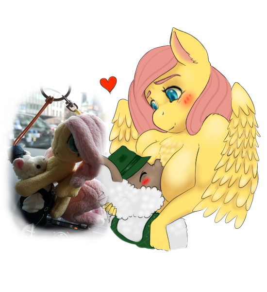 &lt;3 anthro blackbetty breasts camelid cleavage clothed clothing cuddling equine female fluttershy_(mlp) friendship_is_magic hair hug llama mammal my_little_pony nude wings