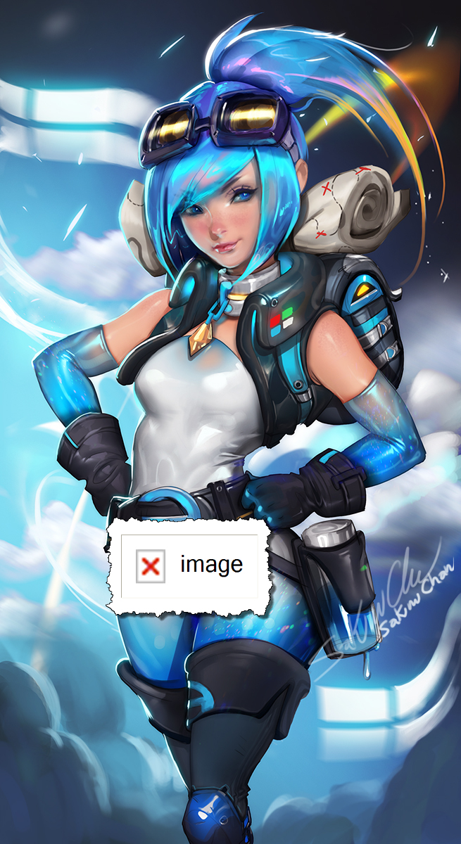 backpack blue_eyes blue_hair breasts censored female hair human humanoid internet looking_at_viewer mammal map not_furry sakimichan skinny solo