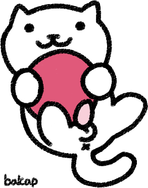 2016 alpha_channel alternate_version_available anus bakap balls black_eyes cat erection feline feral holding_ball low_res lying male mammal neko_atsume nude on_back penis signature simple_background solo toony transparent_background white_body x_anus