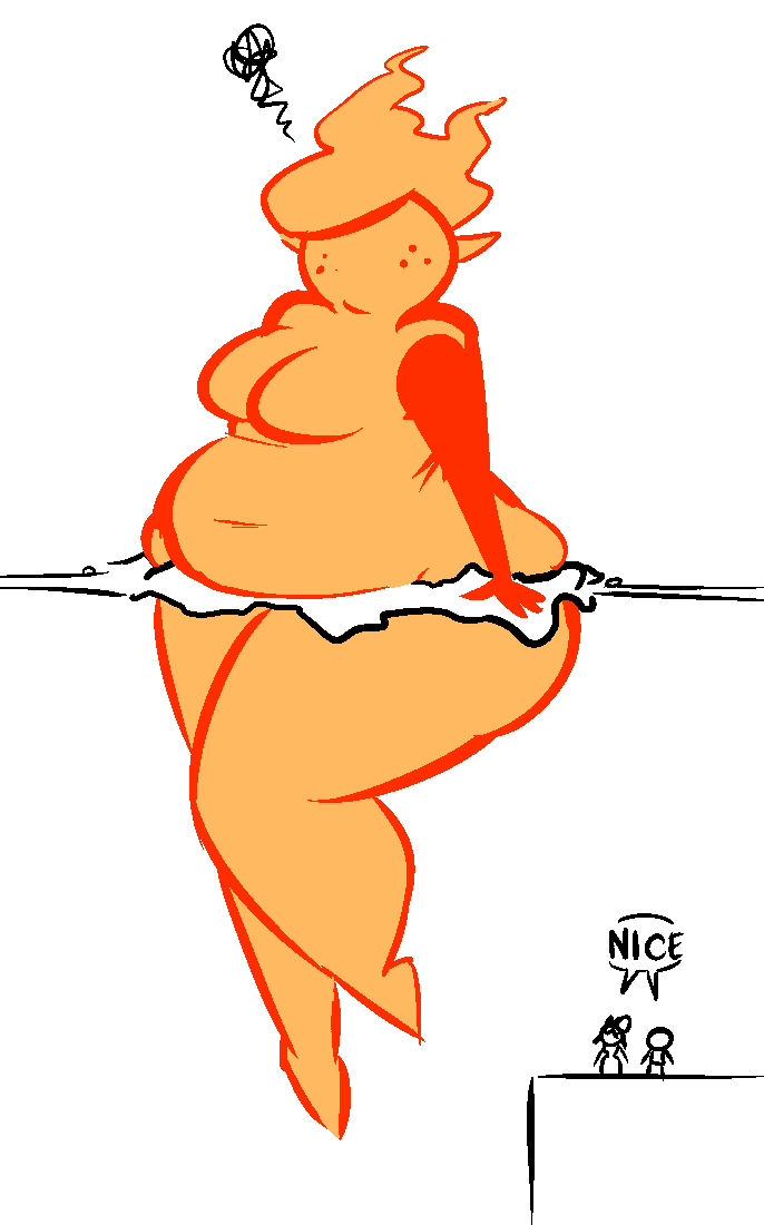 breasts elemental female fire_elemental freckles human male mammal overweight sketchpaddy thick_thighs