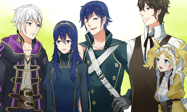 3boys blonde_hair blue_eyes blue_hair blush brother_and_sister father_and_daughter fire_emblem fire_emblem:_kakusei hood krom liz_(fire_emblem) long_hair lucina male_my_unit_(fire_emblem:_kakusei) mejiro multiple_boys multiple_girls my_unit_(fire_emblem:_kakusei) short_hair siblings smile tiara twintails white_hair