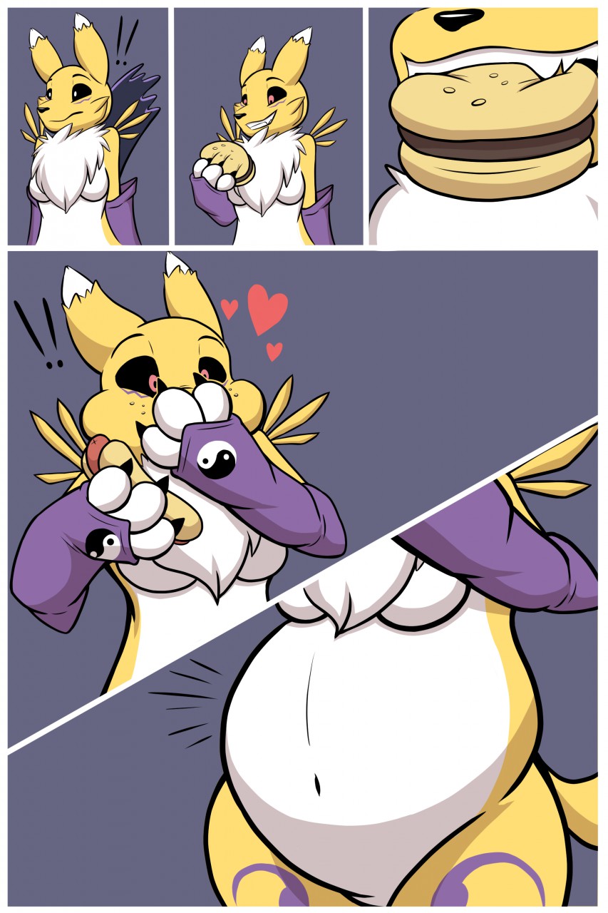 belly breasts comic digimon eating female food gengar nintendo pancak3 pok&eacute;mon possession renamon solo video_games weight_gain