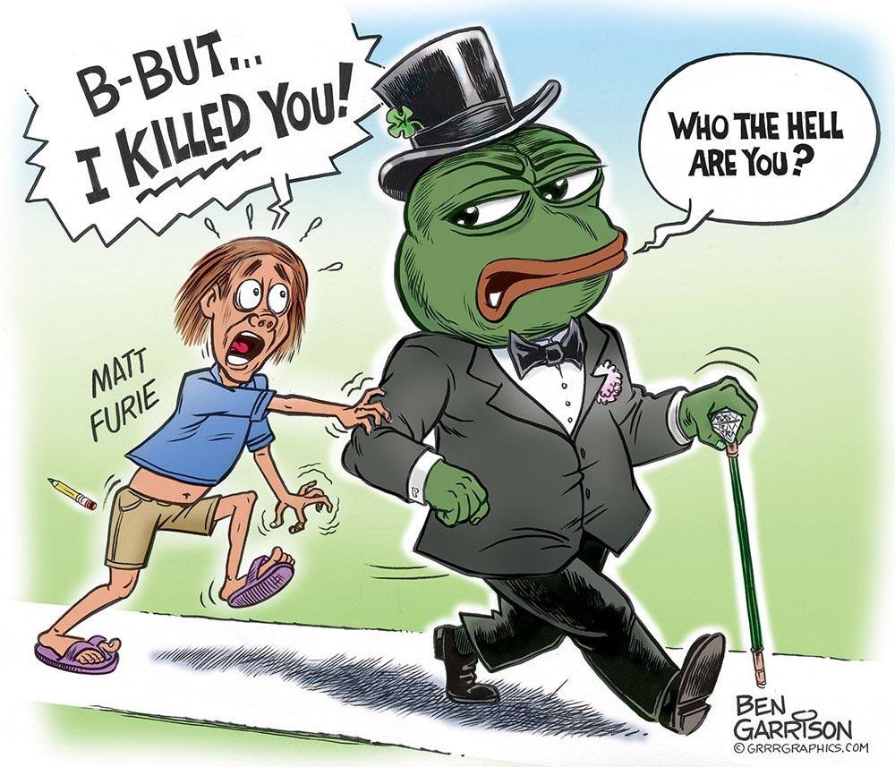 amphibian ben_garrison brown_hair cane english_text frog hair hat human male mammal pepe_the_frog text top_hat