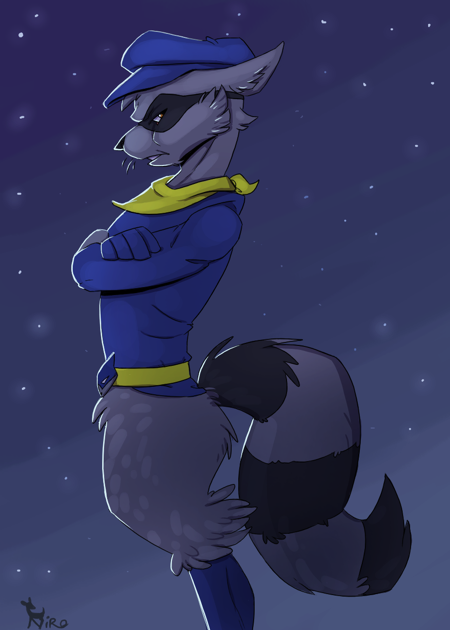 2014 anthro clothed clothing male mammal raccoon sly_cooper sly_cooper_(series) solo video_games xnirox