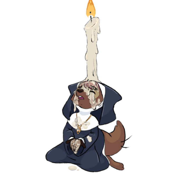 1:1 alpha_channel anthro candle female hybrid nun praying solo suffering tama-tama