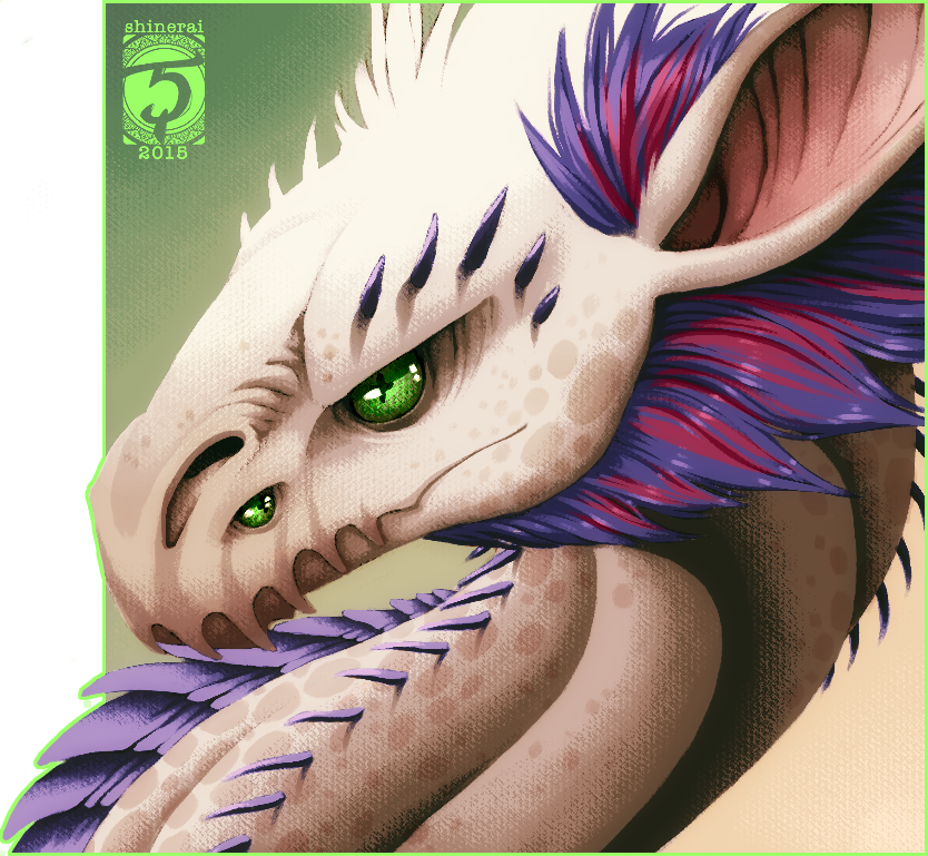 2015 digital_media_(artwork) dragon feral gradient_background green_eyes shinerai simple_background solo spines