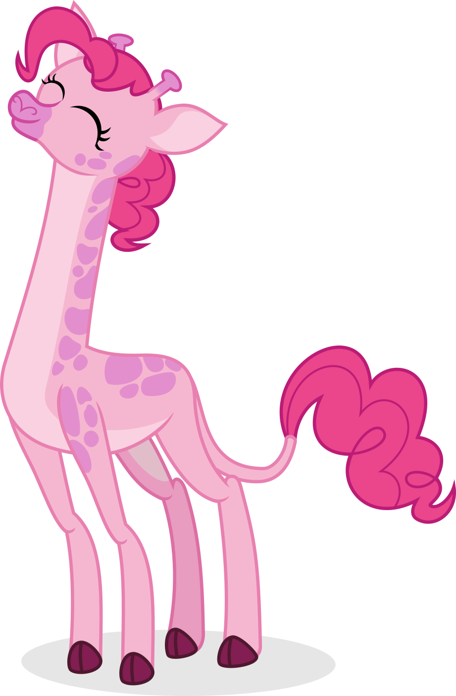 2017 alpha_channel alternate_species ambiguous_gender eyes_closed feral friendship_is_magic giraffe hair mammal my_little_pony pink_hair pinkie_pie_(mlp) punzil504 simple_background smile solo transparent_background