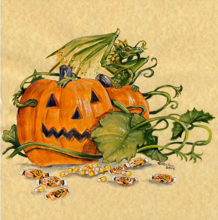 2014 candy candy_corn dragon food fruit halloween heather_bruton holidays jack_o'_lantern membranous_wings plant pumpkin solo wings