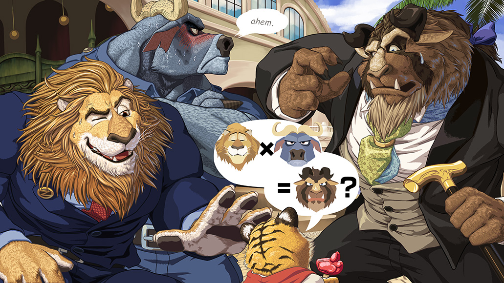 2016 ? anthro beard beast_(disney) beauty_and_the_beast belt black_eyes black_nose blush bovine brown_eyes brown_fur brown_nose buffalo building bulge candy cane cat chief_bogo city claws clothing crossed_arms crossover disney dress_shirt english_text facial_hair fangs feline food fur grin group hair_bow hair_ribbon hairy holding_object horn hybrid leodore_lionheart lollipop male mammal manly masabowser mature_male multicolored_fur necktie nervous notched_ear officer one_eye_closed outside pants paws pictographics pink_nose police predator ribbons ring shirt smile stripes suit sweat sweatdrop tan_fur teeth text tiger tongue tree uniform vein wave zootopia