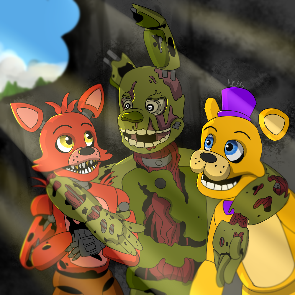 animatronic bear canine fennessfennec five_nights_at_freddy's five_nights_at_freddy's_3 fox foxy_(fnaf) golden_freddy_(fnaf) lagomorph machine mammal rabbit robot springtrap_(fnaf) video_games