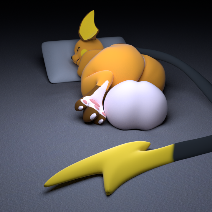 balls bed big_balls big_butt butt deretto huge_balls hyper hyper_balls male mammal mouse nintendo paws pillow pok&eacute;mon raichu rodent solo video_games