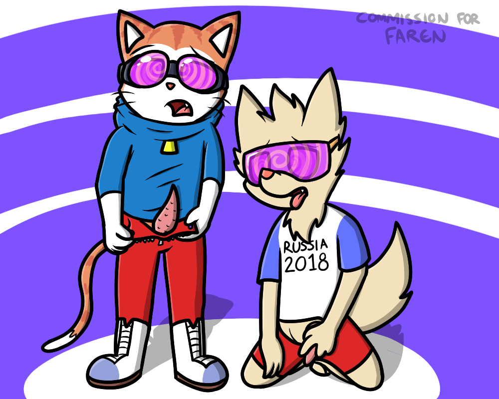 animal_genitalia blinx blinx_the_time_sweeper canine cat clothed clothing digital_media_(artwork) erection eyewear feline fifa footwear fur gloves goggles hypnosis male mammal mascot microsoft mind_control open_mouth pants penis pokefound simple_background standing tongue video_games whiskers wolf zabivaka