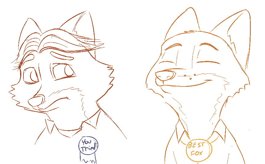 2017 anthro award canine clothed clothing disney duo english_text fox gideon_grey male mammal nick_wilde restricted_palette ribbons simple_background smile text tggeko white_background zootopia