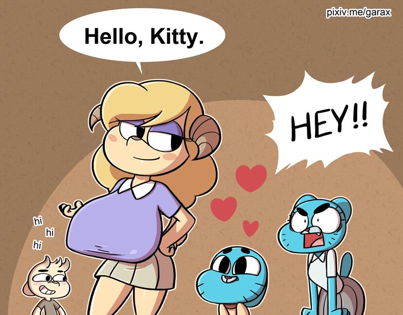 &lt;3 big_breasts blue_fur breasts caprine cartoon_network chi_chi chun_ni clothing english_text feline fur garax_(artist) goat gumball_watterson horn mammal mature mother mother_and_son nicole_watterson parent skirt son text the_amazing_world_of_gumball