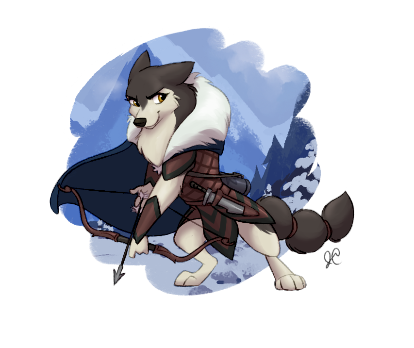 alpha_channel anthro armello armor arrow bow_(weapon) canine clothed clothing female mammal ranged_weapon river_(armello) simple_background solo thelupinprincess transparent_background weapon wolf yellow_eyes