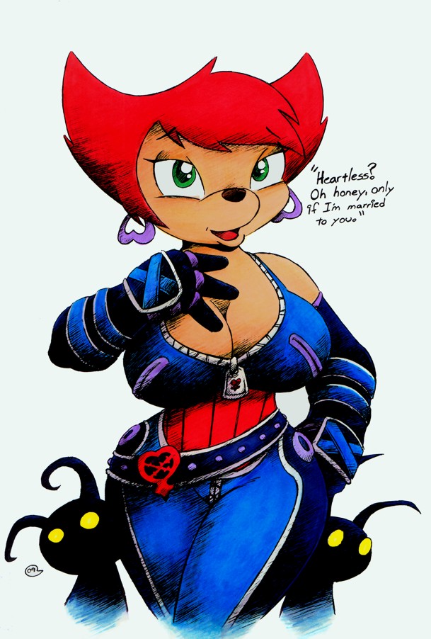 belt breasts canine cleavage clothed clothing disney drake_fenwick ear_piercing female gloves goof_troop hair heartless kingdom_hearts mammal peg_pete piercing square_enix suit text video_games
