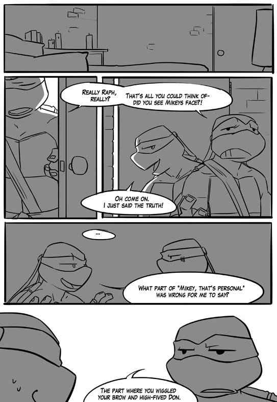 comic door inside leonardo_(tmnt) male ninja raphael_(tmnt) reptile scalie sneefee teenage_mutant_ninja_turtles text turtle