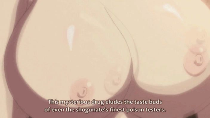 1girl animated animated_gif bounce bouncing_breasts breasts female hoods_entertainment huge_breasts hypnosis hypnotic manyuu_hikenchou nipples nude okami_(manyuu_hikenchou) sagging_breasts short_hair solo subtitled swinging_breasts