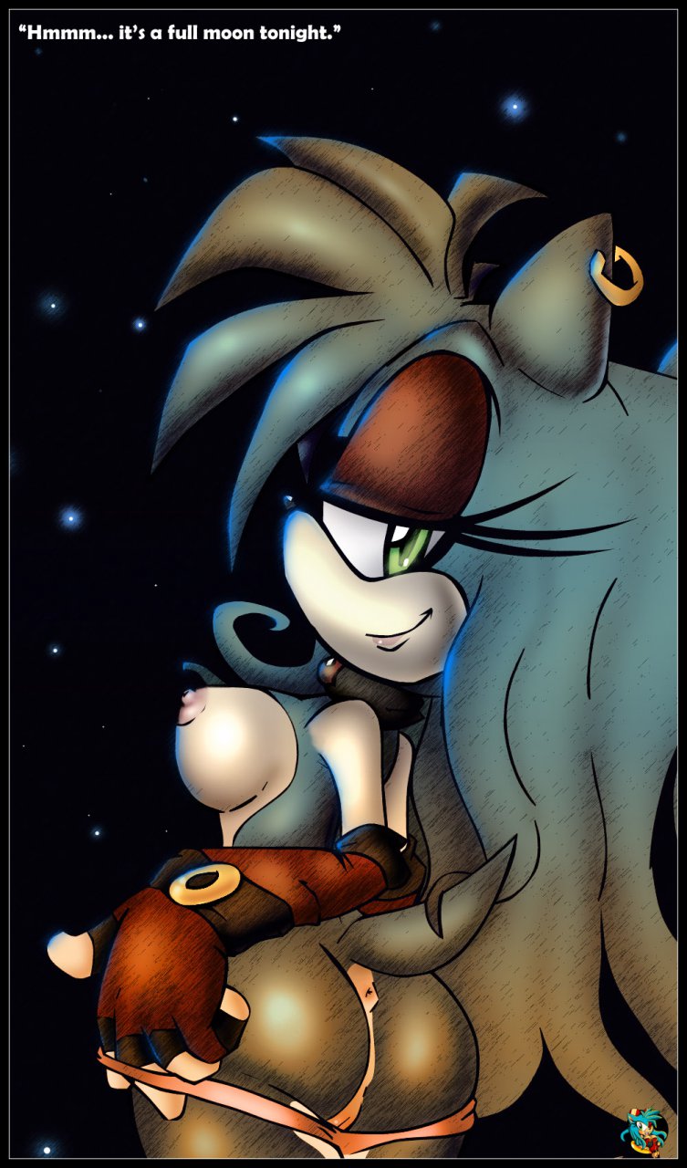 anus becky_the_hedgehog breasts butt clothing ear_piercing female gloves hedgehog looking_back mammal mostly_nude night nipples panties piercing purity pussy solo sonic_(series) underwear undressing