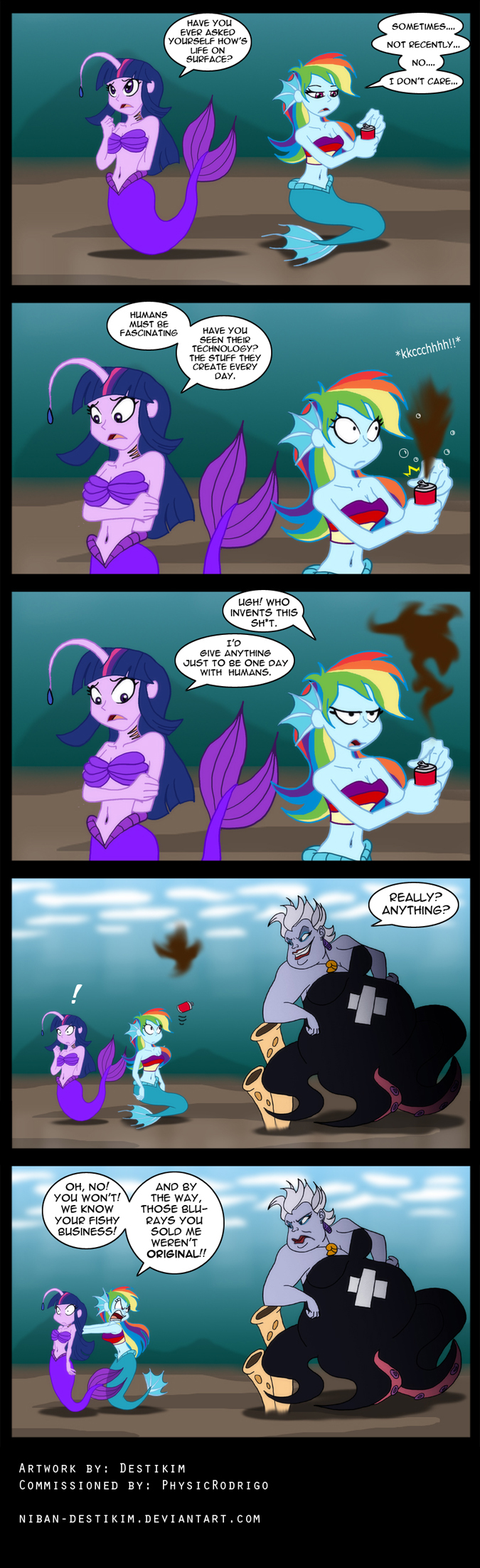 2017 band-aid bandage beverage comic dialogue english_text equestria_girls female marine merfolk my_little_pony niban-destikim rainbow_dash_(eg) soda text twilight_sparkle_(eg) ursula