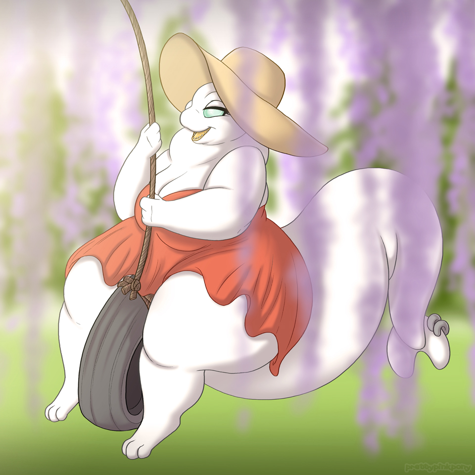 2017 3_toes 4_fingers anthro beluga big_breasts big_butt biped blurred_background breasts butt cetacean cleavage clothed clothing digital_drawing_(artwork) digital_media_(artwork) digitigrade dress female fin fin_piercing flower front_view full-length_portrait furgonomics furry-specific_piercing grass greenpeyes half-closed_eyes holding_object huge_breasts huge_butt huge_thighs humanoid_hands long_tail mammal marine no_pupils open_mouth outside overweight overweight_female paws piercing plant portrait prettypinkpony red_clothing rope short_dress sitting smile solo sun_hat swing swinging tail_fin thick_tail tire tire_swing toes tree whale white_skin wisteria_(flower)