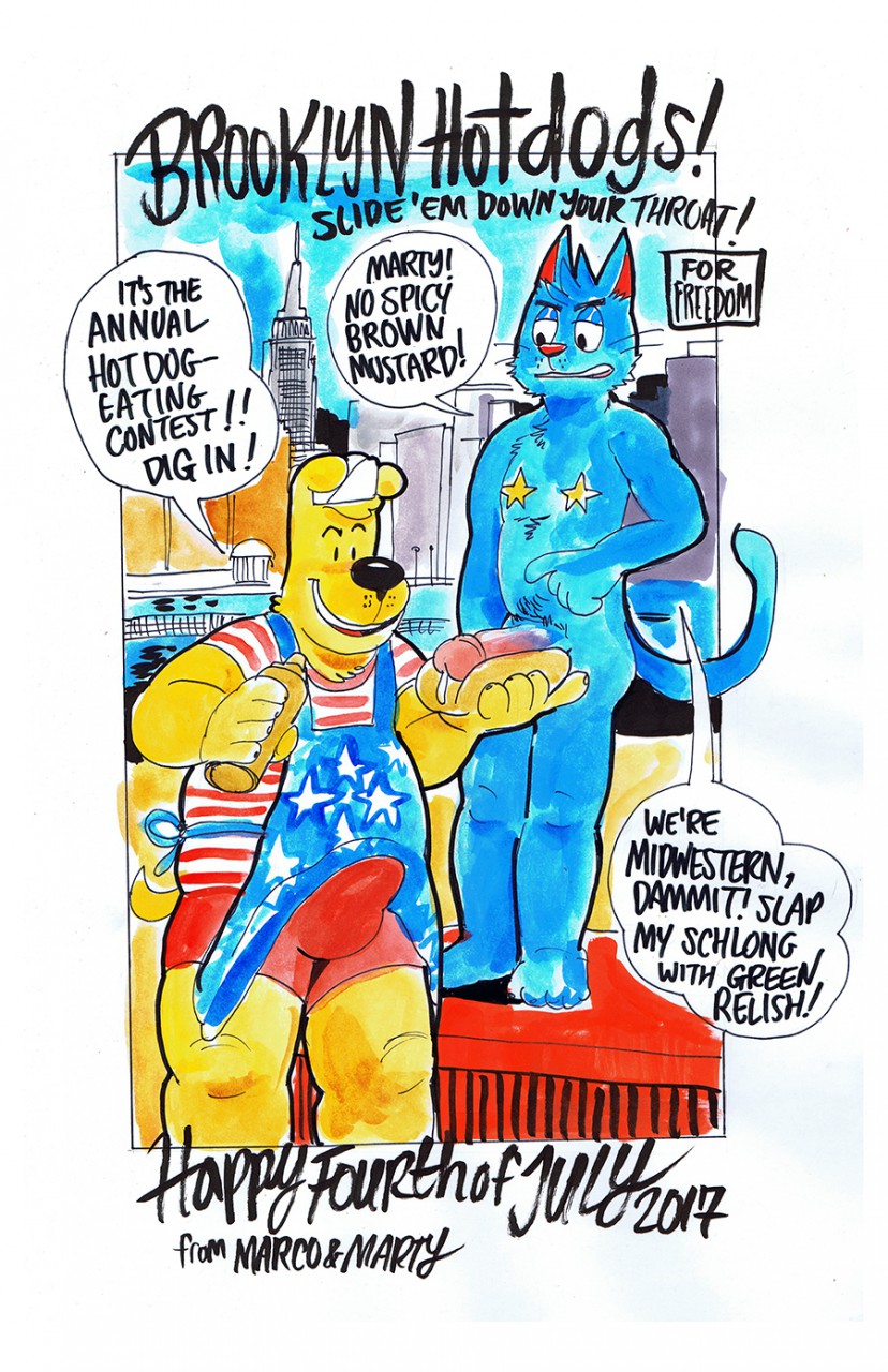 2017 4th_of_july anthro billy_fore canine cat dog duo feline humanoid_penis male male/male mammal marco_and_marty marco_marcowitz marty_martin penis