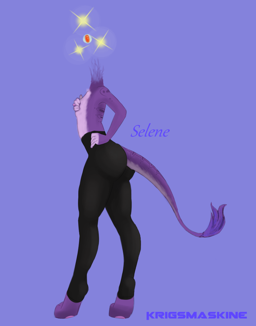 clothed clothing dragon female krigsmaskine partially_clothed presenting selene solo topless