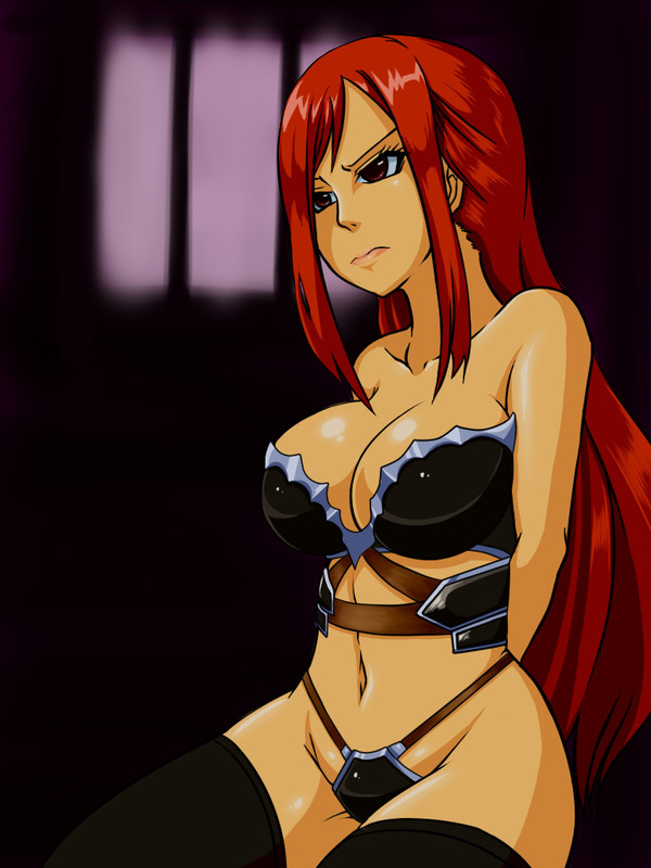 armor bikini_armor breasts erza_scarlet fairy_tail kuro_fn large_breasts red_hair