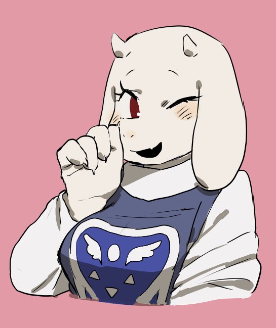 anthro breasts caprine female fur goat mammal one_eye_closed semi toriel undertale video_games white_fur wink