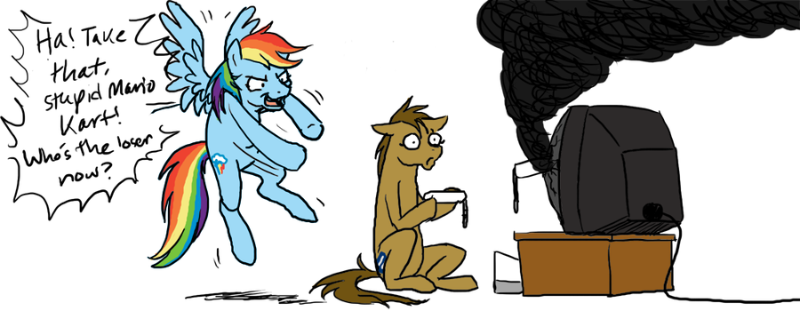 cartoonlion cutie_mark digital_media_(artwork) feral flying friendship_is_magic gaming humor my_little_pony playing_videogame rainbow_dash_(mlp) shocked simple_background smoke surprise white_background wide_eyed wings
