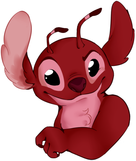2016 alien antennae black_eyes claws digital_drawing_(artwork) digital_media_(artwork) disney edit experiment_(species) fur headshot_portrait leroy_(lilo_and_stitch) lilo_and_stitch looking_at_viewer mantislady portrait raised_eyebrow red_claws red_fur red_nose simple_background solo white_background