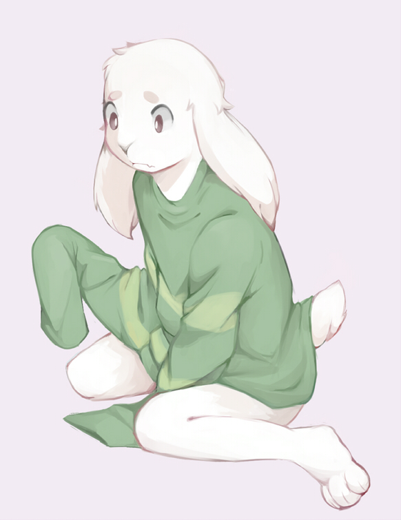 asriel_dreemurr bottomless caprine clothed clothing fawnsdraws fur goat male mammal simple_background solo sweater undertale video_games white_fur young