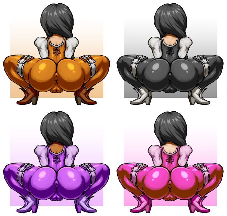 1girl 4girls alternate_color alternate_colors ass black_hair final_fantasy final_fantasy_ix flirt flirting garnet_til_alexandros_xvii hooker horny huge_ass latex looking_away massive_ass pussy skin_tight squatting tagme tight