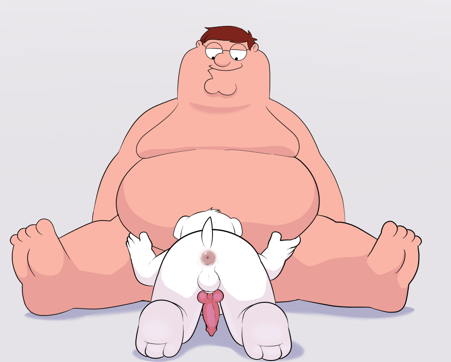 all_fours anthro anus balls barefoot brian_griffin butt canine dog erection eroborus family_guy fellatio fur half-closed_eyes human human_on_anthro interspecies knot looking_down male male/male mammal moobs nude oral overweight penis peter_griffin presenting presenting_anus presenting_hindquarters sex simple_background sitting size_difference smile spread_legs spreading vein veiny_penis white_background