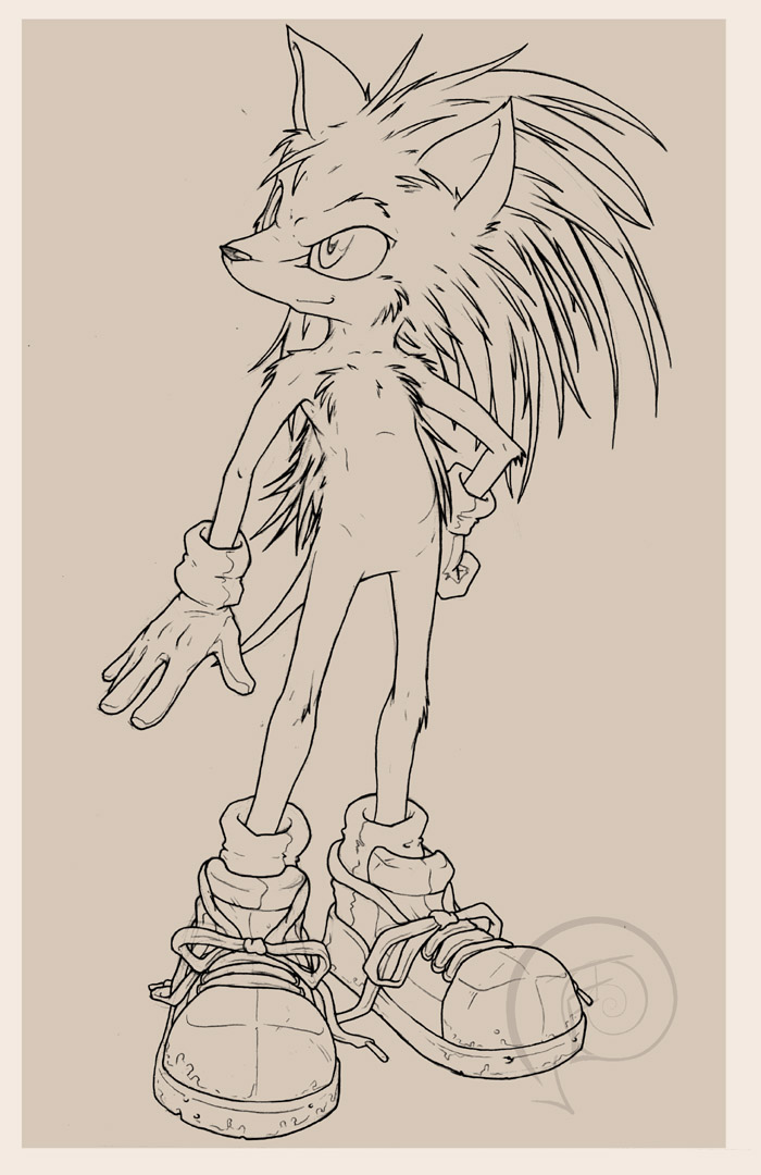 alternate_species anthro anthroified chest_fuzz chest_tuft hedgehog male mammal monochrome sketch sonic_(series) sonic_the_hedgehog swirlything tuft young