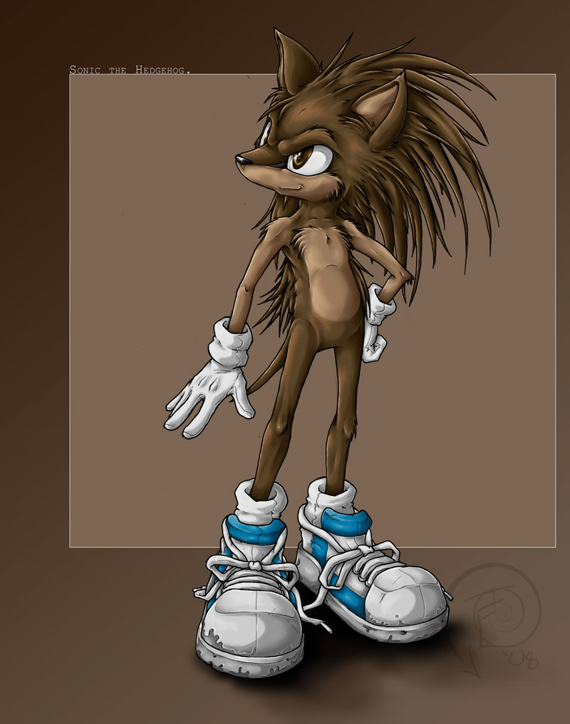 anthro anthroified brown_eyes brown_fur clothing footwear fur gloves hedgehog mammal multicolored_fur shoes sonic_(series) sonic_the_hedgehog swirlything tan_fur two_tone_fur young