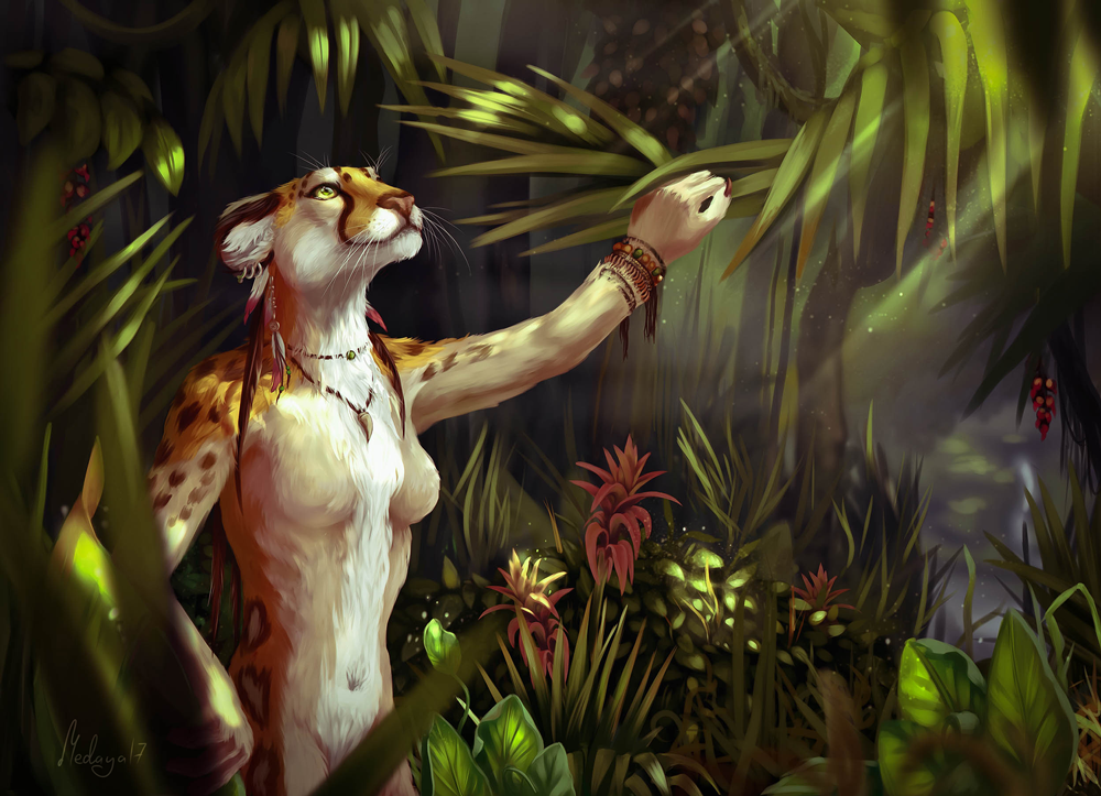 2017 anthro breasts cheetah feline female mammal medaya mia_(hotwert) nude solo