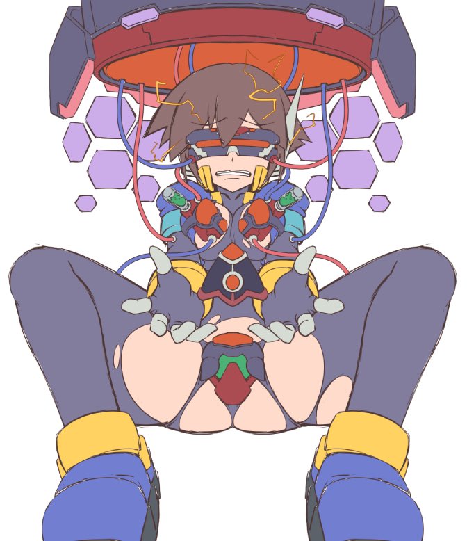 aile bodysuit brown_hair capcom cyborg damaged_clothes hacking mind_rape rockman rockman_zx tagme