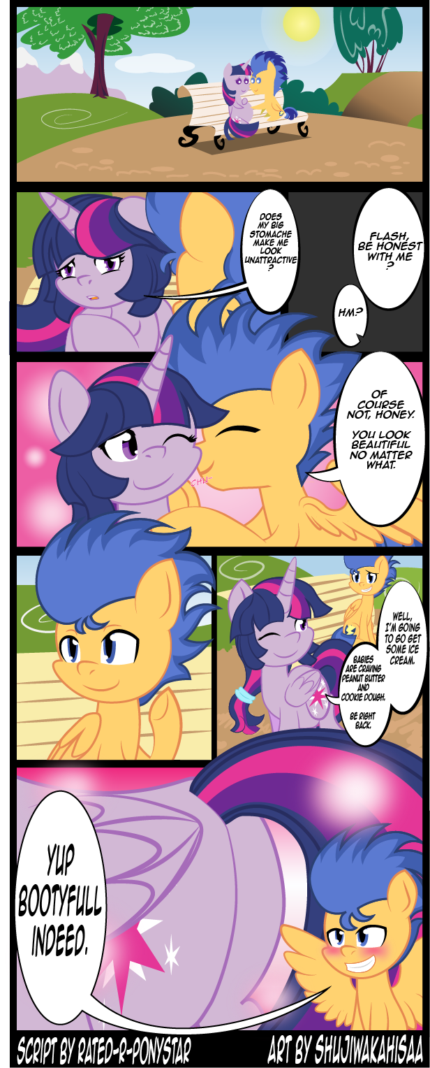 bench blush comic equine female flash_sentry_(mlp) friendship_is_magic horn horse invalid_tag male male/female mammal meme misspelling my_little_pony nuzzling pony pregnant shujiwakahisaa spreading suggestive twilight_sparkle_(mlp) wing_boner winged_unicorn wings