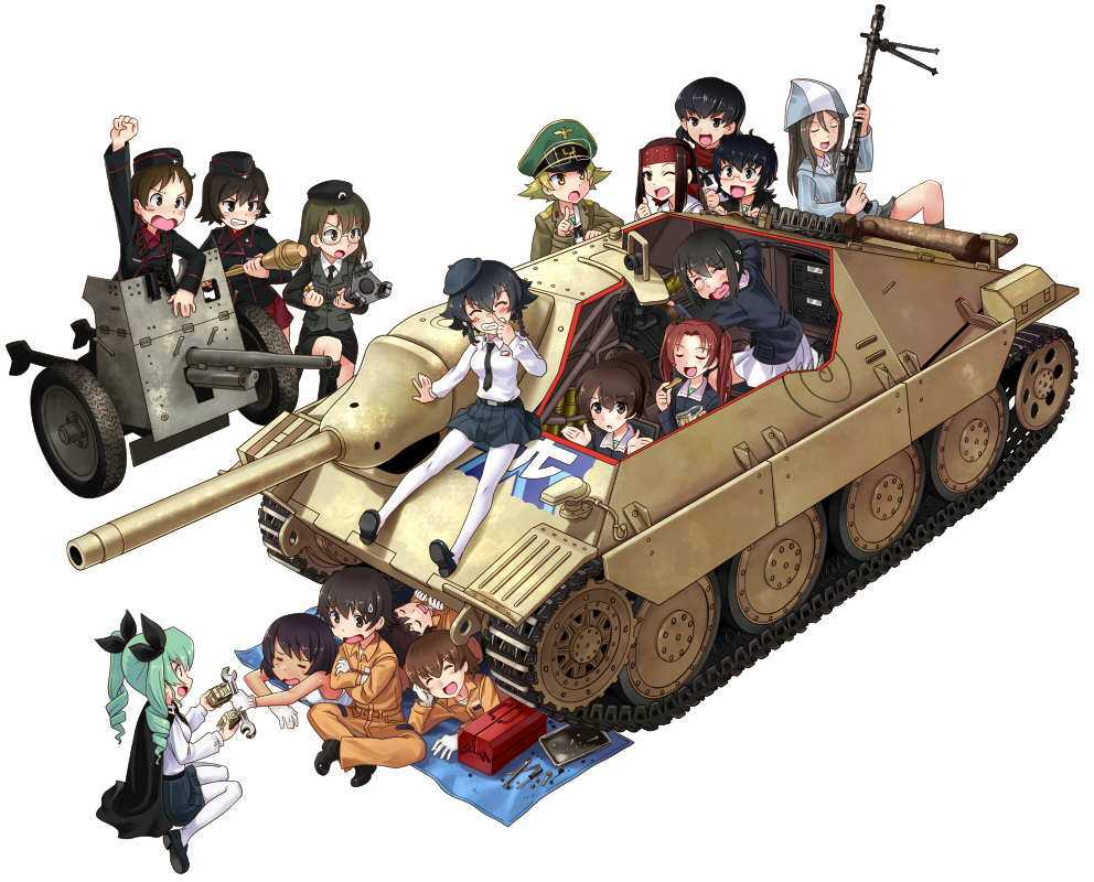 6+girls anchovy anti-tank_grenade caesar_(girls_und_panzer) caterpillar_tracks cross-section emblem erwin_(girls_und_panzer) explosive extra girls_und_panzer grenade ground_vehicle gun hafthohlladung hat hoshino_(girls_und_panzer) jagdpanzer_38(t) kadotani_anzu katahira_masashi kawashima_momo koyama_yuzu mauko_(girls_und_panzer) mika_(girls_und_panzer) military military_uniform military_vehicle motor_vehicle multiple_girls nakajima_(girls_und_panzer) ooarai_(emblem) ooarai_military_uniform ooarai_school_uniform oryou_(girls_und_panzer) panzerfaust pepperoni_(girls_und_panzer) ritaiko_(girls_und_panzer) saemonza suzuki_(girls_und_panzer) tank tsuchiya_(girls_und_panzer) uniform weapon