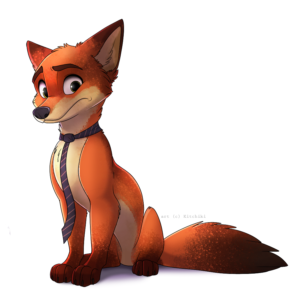 canine disney eyebrows feral fox fur kitchiki male mammal nick_wilde orange_fur paws simple_background sitting solo white_background zootopia