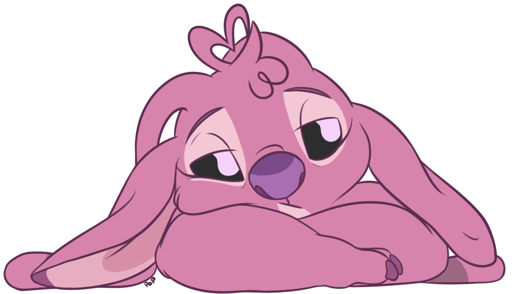 2017 alien alpha_channel angel_(lilo_and_stitch) antennae black_eyes bored claws depression disney ears_down experiment_(species) eyelashes fur half-closed_eyes head_tuft lilo_and_stitch lying on_front pink_fur purple_claws purple_nose signature simple_background snafuangel solo transparent_background tuft