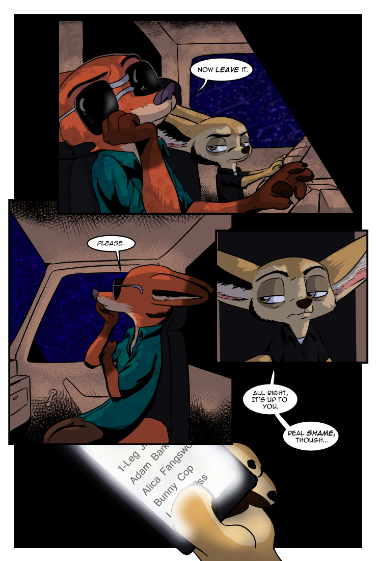 2017 akiric anthro arm_support canine cellphone clothed clothing comic dialogue disney driving duo english_text eyewear fennec finnick fox holding_object inside_car leaning_on_elbow male mammal nick_wilde phone sitting sunglasses text zootopia
