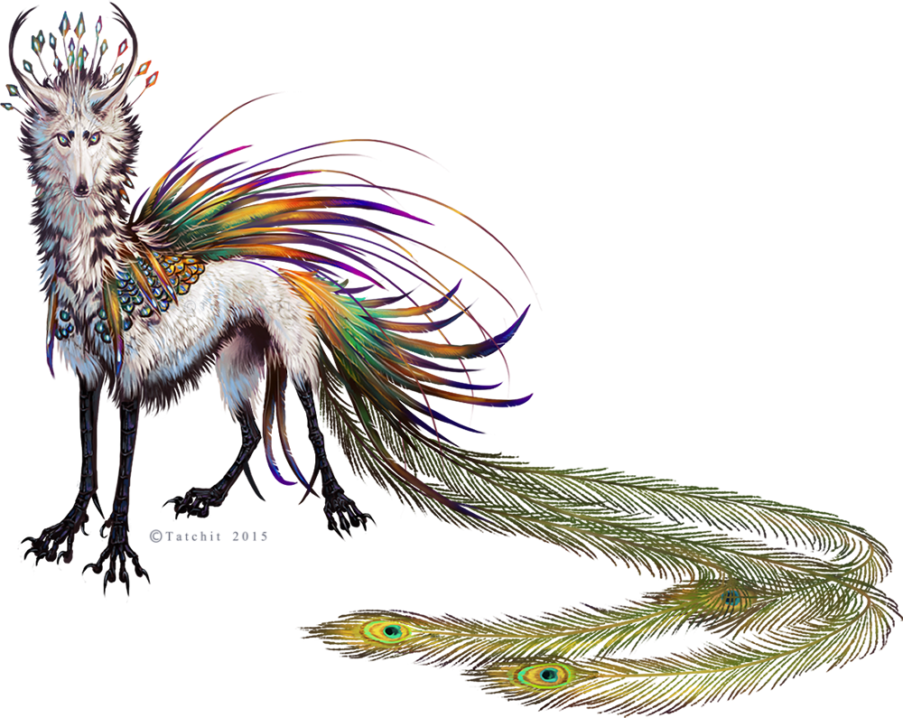 2015 alpha_channel avian bird blue_eyes canine claws feathers feral fur hybrid mammal peafowl simple_background solo tatchit transparent_background white_fur